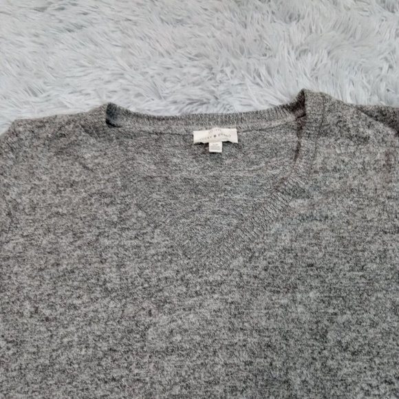 Lucky Brand Womens Sweater Gray S Marled V Neck Split Hem Lightweight Small - Picture 4 of 9